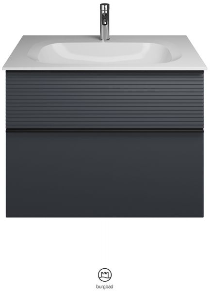 Burgbad Fiumo Waschtisch inkl. Waschtischunterschrank mit Plisséefront, 82x49cm