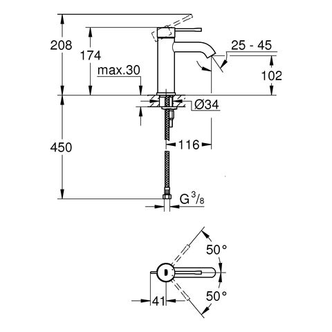 Grohe Essence Waschtischarmatur S-Size ohne Ablaufgarnitur, hard graphite