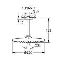 Vorschau: Grohe Tempesta 250 Kopfbrauseset Deckenauslass 14,2cm, 9,5l/min, matt black