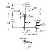 Vorschau: Grohe Essence Waschtischbatterie S-Size m. Ablaufgarnitur, ES-Funktion, Mittelstellung Kalt, chrom