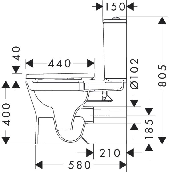 Hansgrohe EluPura Original Q Stand WC Set mit Spülkasten & WC-Sitz, Abgang waagerecht/senkrecht