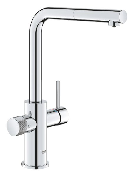 Grohe Blue Pure Minta Einzelarmatur, herausziehbarer L-Auslauf mit Filterfunktion, chrom 30601000