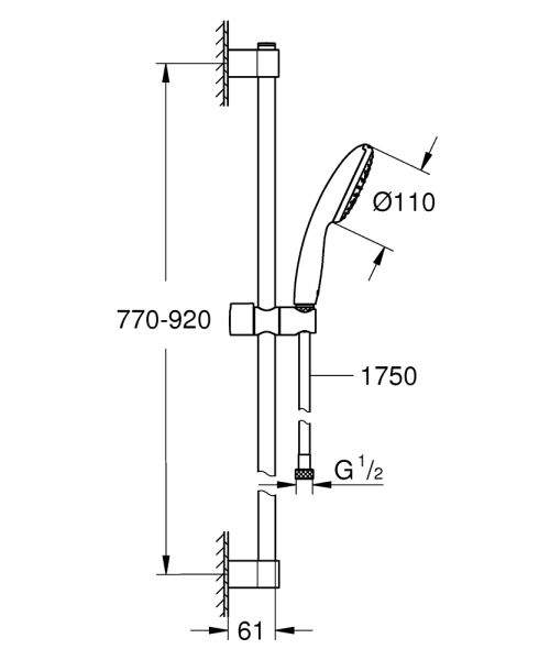 Grohe Tempesta 110 Brausestangenset 90cm, 1 Strahlart, chrom