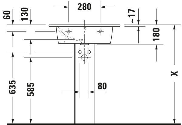 Duravit ME by Starck Waschtisch rechteckig 63x49cm, mit Überlauf, mit Wondergliss, weiß 23366300601