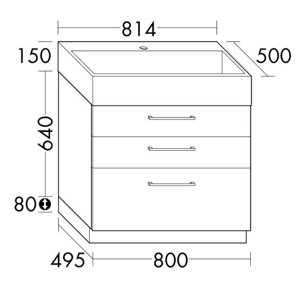 Burgbad Crono Mineralguss-Waschtisch 81,4x87x50cm mit Unterschrank, 3 Auszüge, bodenstehend SEUV081F1786C0001G0141