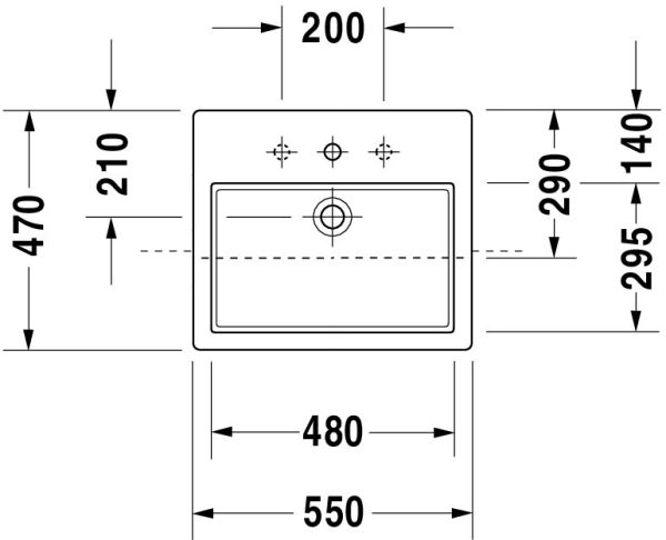 Duravit Vero Halbeinbauwaschtisch rechteckig 55x47cm, mit 1 Hahnloch und Überlauf, weiß 0314550000