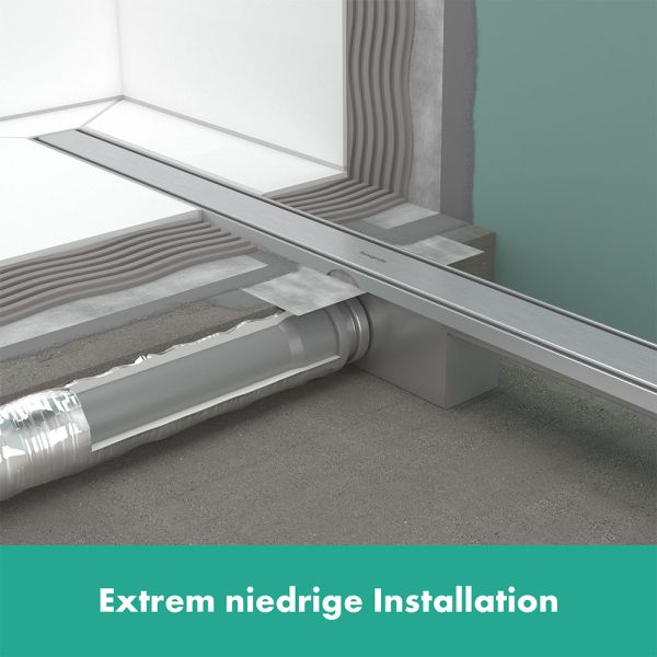 Hansgrohe RainDrain Compact Komplettset Duschrinne 90cm, Standardinstallation, edelstahl gebürstet