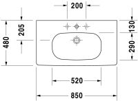 Vorschau: Duravit D-Code Waschtisch rechteckig 85x48cm, mit Hahnloch, ohne Überlauf, weiß 03528500002