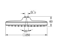 Vorschau: Grohe Tempesta 250 Cube Kopfbrause 1 Strahlart, 9,5 l/min, chrom
