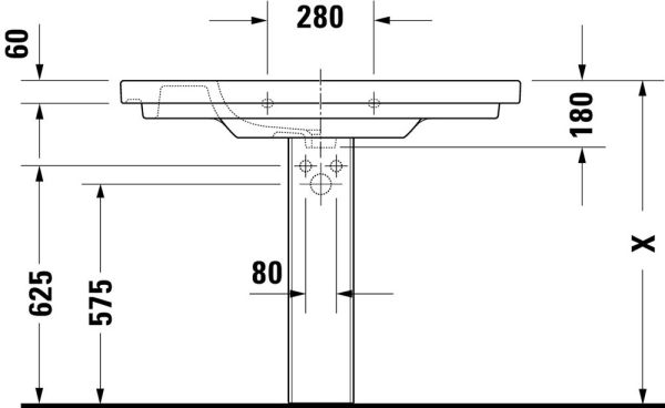 Duravit D-Code Waschtisch 105x48cm, mit Überlauf, ohne Wondergliss, weiß 03421000002