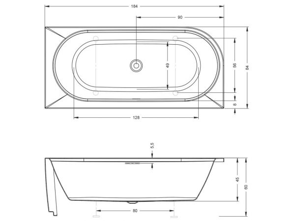 RIHO Desire Corner Eck-Badewanne 184x84cm Ecke rechts