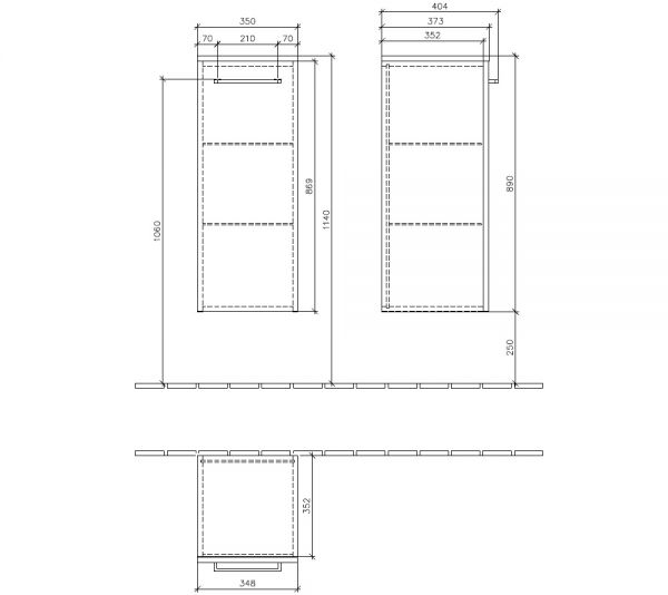 Villeroy&Boch Avento Seitenschrank mit 2 Türen, Türanschlag links, Technische Beschreibung A89500