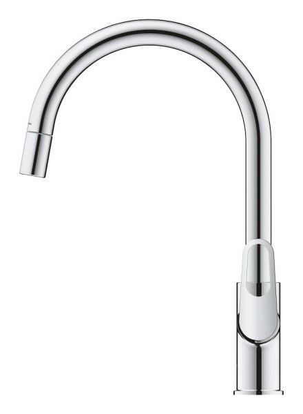 Grohe BauFlow Einhand-Küchenarmatur mit C-Auslauf, ausziehbar, chrom