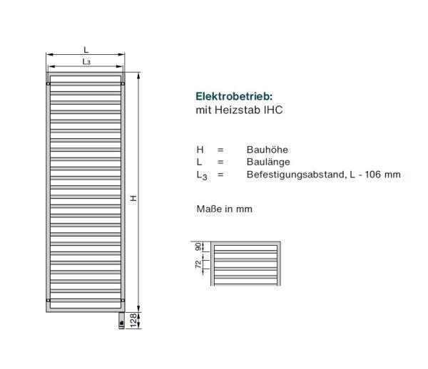 Zehnder Quaro Badheizkörper, Elektrobetrieb IHC ZQ190