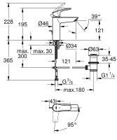 Vorschau: Grohe Eurosmart Waschtischbatterie M-Size mit Ablaufgarnitur, Energie-Spar-Funktion