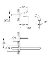 Vorschau: Grohe Atrio 2-Loch-Waschtischbatterie, Ausladung 221mm