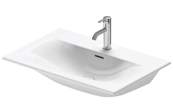 Duravit Viu Waschtisch 73x49cm, mit Ablaufventil, mit Überlauf, 1 Hahnloch, WonderGliss, weiß 23447300001