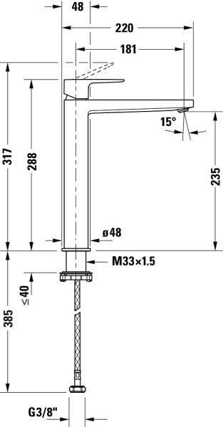 Duravit Manhattan Einhebel-Waschtischarmatur XL ohne Ablaufgarnitur, chrom MH1040002010