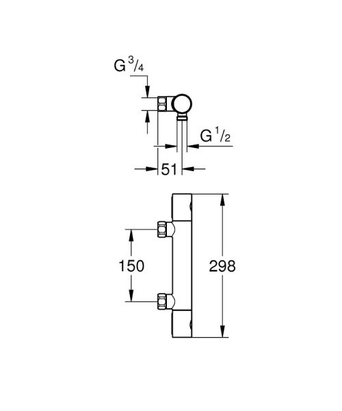 Grohe Grohtherm 800 Cosmopolitan Thermostat-Brausebatterie ohne S- Anschlüsse, chrom