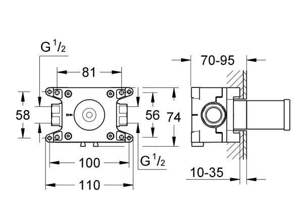 Grohe Grohtherm F Rohbauset für Wandanschlussbogen 26878000