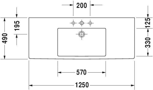 Duravit Vero Waschtisch rechteckig 125x49cm, mit 1 Hahnloch und Überlauf, weiß 0329120000