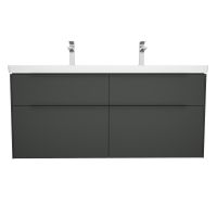 Vorschau: Villeroy&Boch Subway 3.0 Doppelwaschtisch 130cm mit LED-Waschtischunterschrank 4 Auszüge graphite