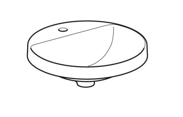 Geberit VariForm Einbauwaschtisch mit 1 Hahnloch, ohne Überlauf, Unterseite glasiert, rund, weiß_1