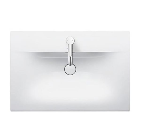 Duravit Viu Waschtisch 73x49cm, mit Ablaufventil, mit Überlauf, 1 Hahnloch, WonderGliss, weiß 23447300001