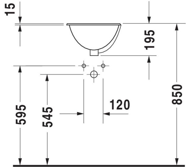 Duravit Architec Einbauwaschtisch rund Ø33,5cm, mit Überlauf, ohne Hahnloch, weiß