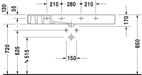 Duravit Vero Waschtisch rechteckig 125x49cm, mit 1 Hahnloch und Überlauf, weiß 0329120000