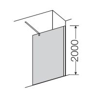 Provex MODULA MR-1 Duschwand mit Stütze, 141-161cm, Bodenmontage, brillant glänzend, HighGLASS