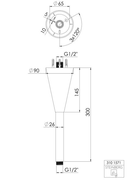 Steinberg Serie 310 Brausearm Deckenmontage 30cm