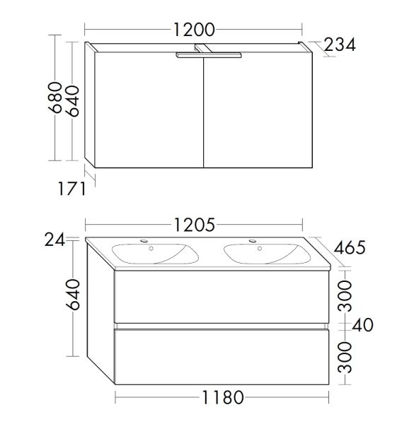 Burgbad Rocio Badmöbelset 120cm mit Keramik-Waschtisch, Spiegelschrank & Unterschrank SGYS120