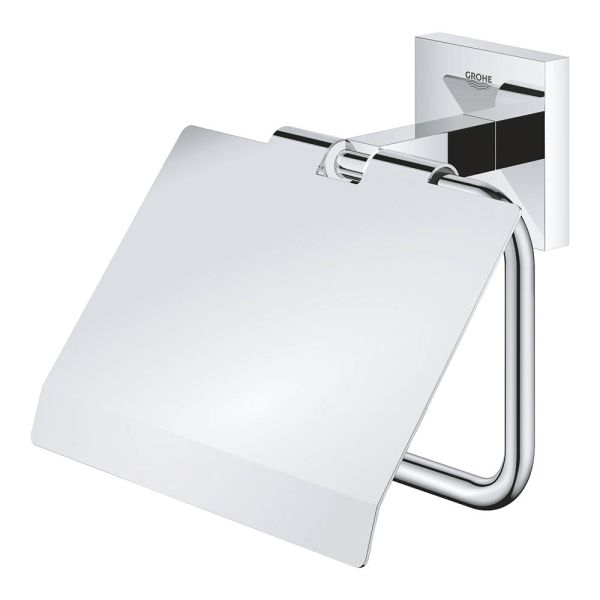 Grohe QuickFix Start Cube WC-Papierhalter mit Deckel, zum Kleben oder Bohren