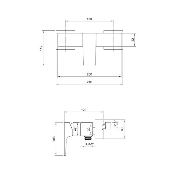 Villeroy&Boch Architectura Square Einhebel-Duscharmatur, chrom TVS12500100061