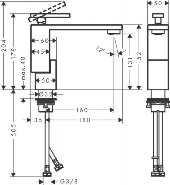 Axor Edge Einhebel-Waschtischmischer 130 mit Push-Open Ablaufgarnitur - Diamantschliff