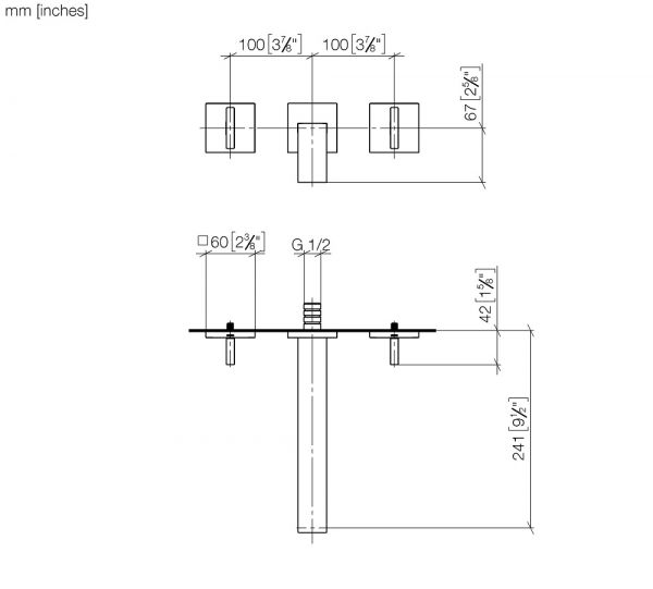 Dornbracht MEM Waschtisch-Wandbatterie ohne Ablaufgarnitur, Ausladung 240mm