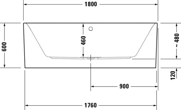 Duravit Happy D.2 Plus freistehende Badewanne rechteckig 180x80cm, weiß/graphit