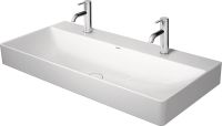 Vorschau: Duravit DuraSquare Waschtisch 100x47cm, mit 2 Hahnlöchern, ohne Überlauf, mit Wondergliss, mit nicht verschließbarem Ablaufventil, weiß 23531000431