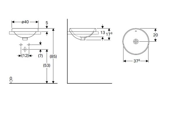 Geberit VariForm Aufsatzwaschtisch mit 1 Hahnloch, ohne Überlauf, rechteckig, Breite 60cm, weiß 500781012_0