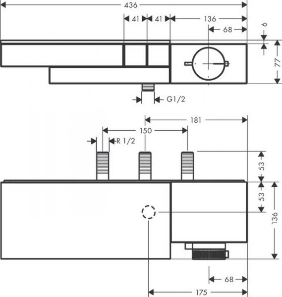 Axor Edge Thermostat Aufputzmontage/Unterputzmontage für 2 Verbraucher - Diamantschliff