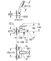 Vorschau: Grohe Eurosmart Einhand-Wannenbatterie mit Brausegarnitur Tempesta 110, chrom