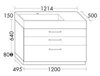 Burgbad Crono Mineralguss-Waschtisch 121,4x87x50cm mit Waschtischunterschrank, 3 Auszüge, bodenstehend SEUY121LF1786C0001G0141