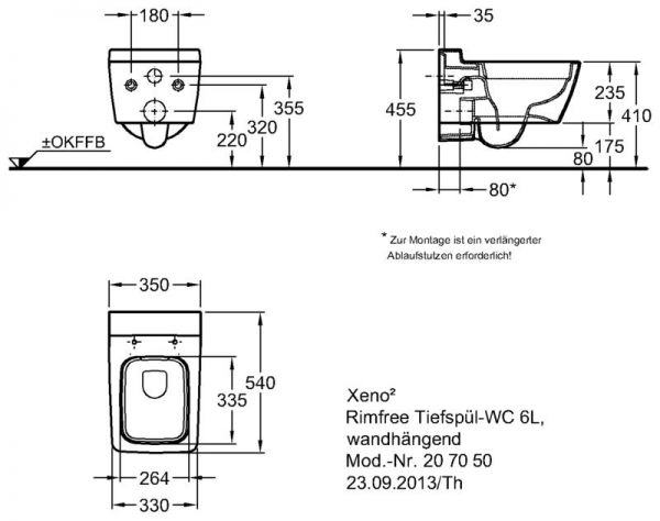 Geberit Xeno² Tiefspül-WC wandhängend, ohne Spülrand, weiß KeraTec