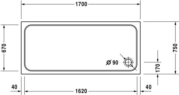 Duravit D-Code Duschwanne rechteckig 75x170cm, Sanitäracryl, weiß