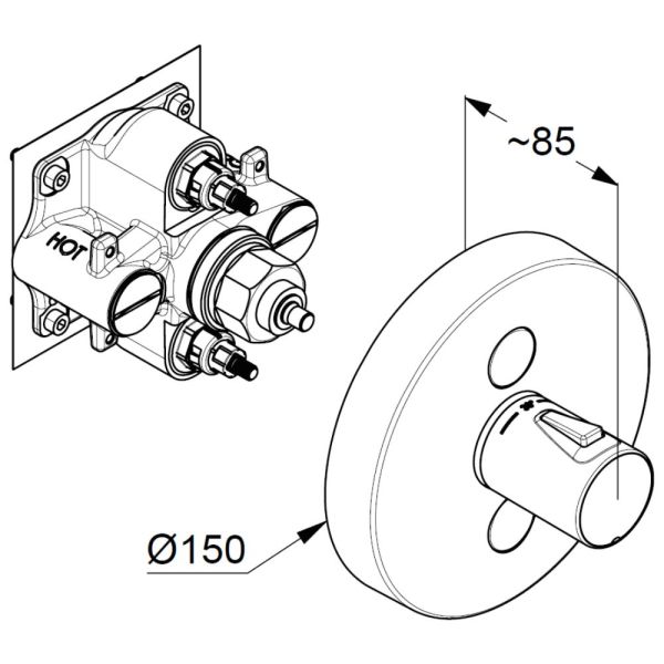 Kludi Push Thermostat Unterputz für 2 Verbraucher, chrom 389120538