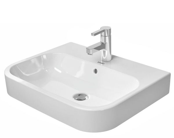 Duravit Happy D.2 Aufsatzbecken 60x46cm rechteckig, mit Überlauf, mit 1 Hahnloch, weiß 2315600000