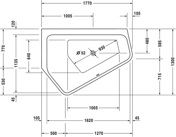 Duravit Paiova 5 Eck-Badewanne 177x130cm Ecke links, weiß