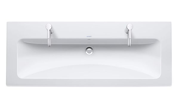 Duravit ME by Starck Waschtisch rechteckig 123x49cm, mit 2 Hahnlöchern, mit Überlauf, weiß 2361120024