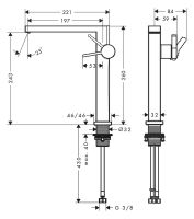 Vorschau: Hansgrohe Tecturis E Einhebelmischer 240 Fine CoolStart für Aufsatzwaschtisch, mit Push-Open Ablauf